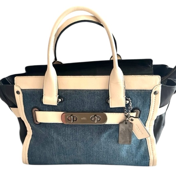 Coach Handbags - Coach Swagger Denim Satchel Handbag Crossbody